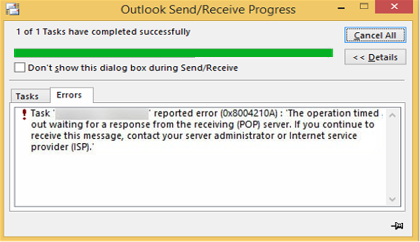 outlook for mac time out error sending email